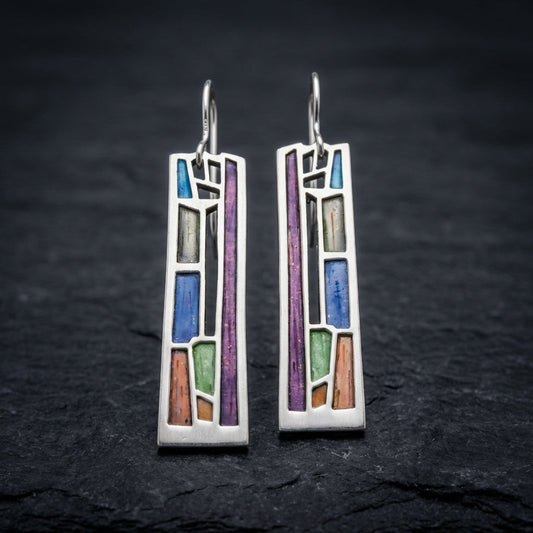 Vintage Colorful Silver Earrings