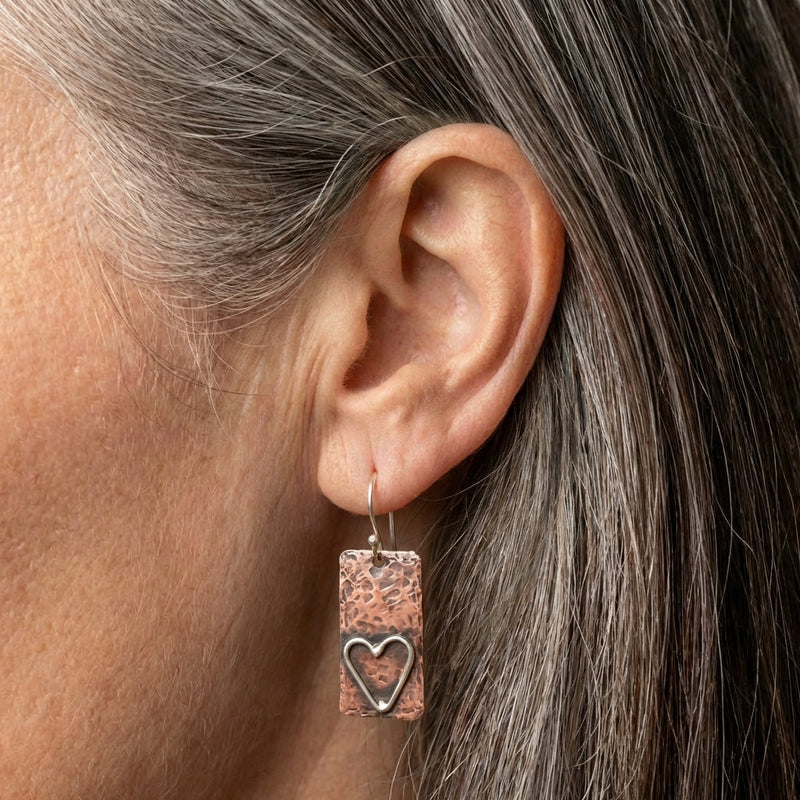 Copper Heart Earrings