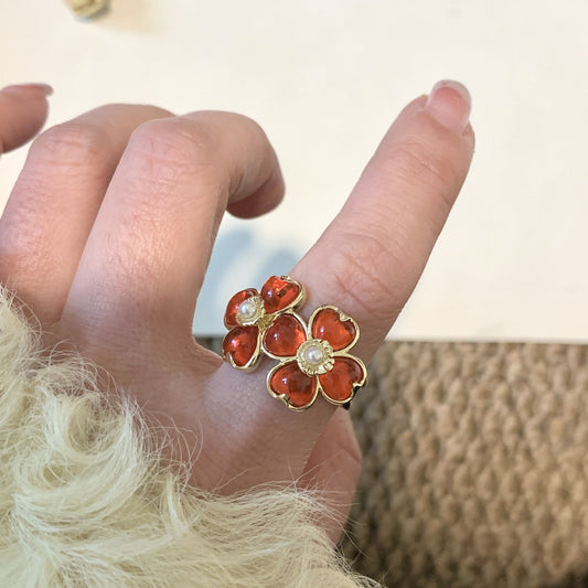 Vintage Coral Flower Ring