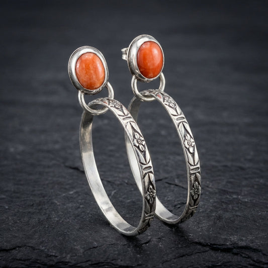 Vintage Coral Stone Dangling Earrings