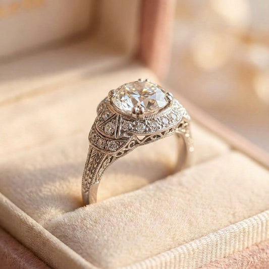 Vintage Crystalline Silver Ring