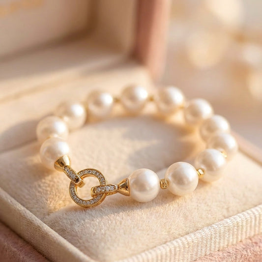 Vintage Elegant Zircon Circle Pearl Bracelet