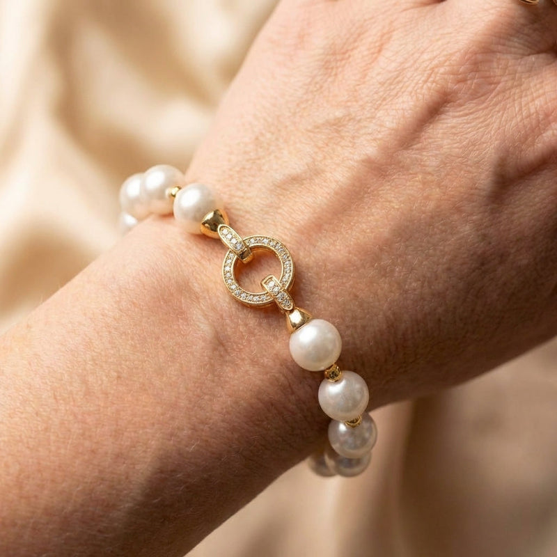 Zircon Circle Pearl Bracelet