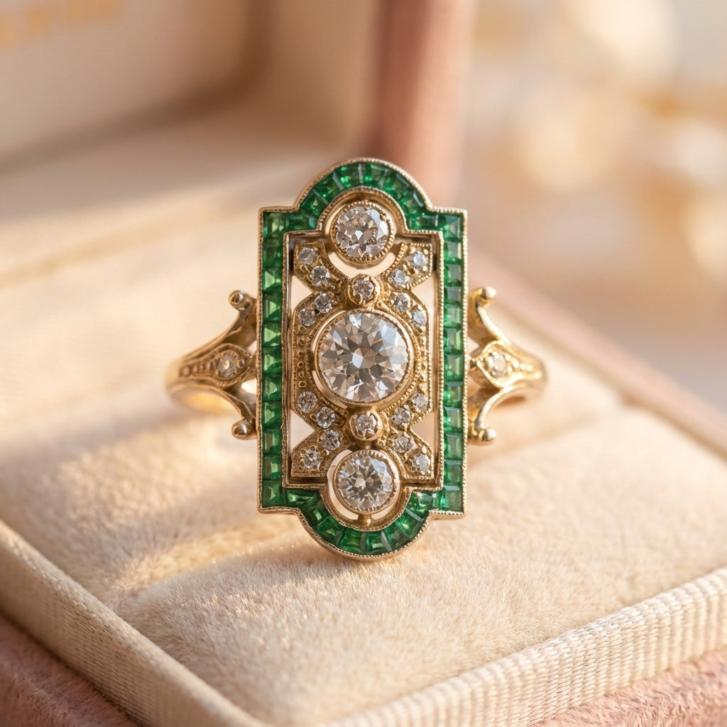 Vintage Emerald Diamond Ring