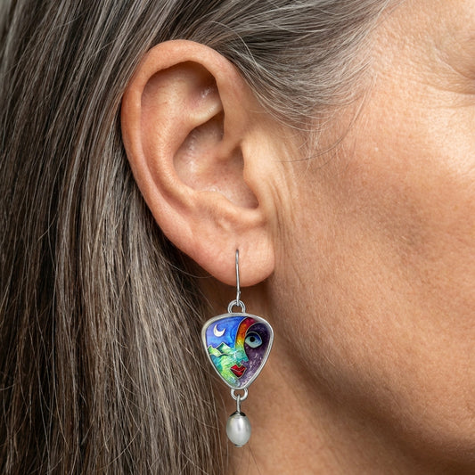 Enamel Face Earrings