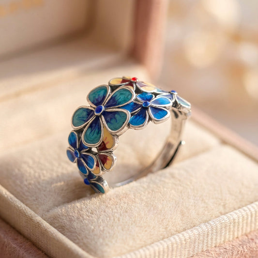 Vintage Enamel Flower Ring