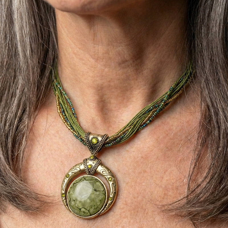 Green Crystal Pendant Necklace