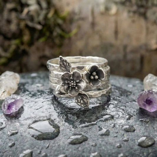 A Vintage Flower Silver Layer Ring