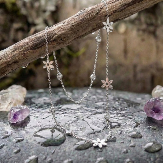 Vintage Flowers Crystal Zircon Necklace