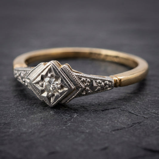 Vintage Glass Star Gold Ring