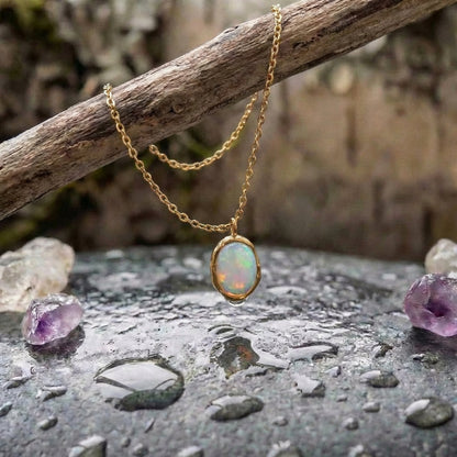 Vintage Glow Opal Stone Necklace