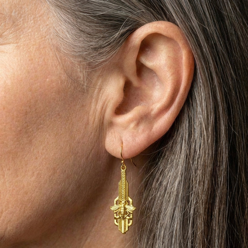 Gold Bee Earrings