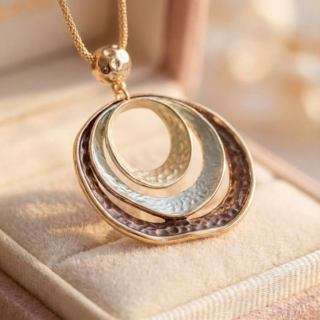 Vintage Gold & Bronze Layered Circle Necklace