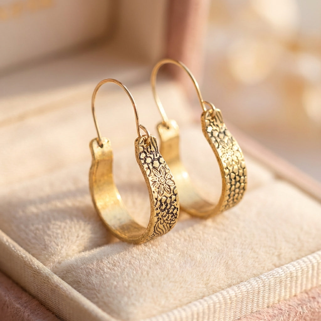 Vintage Gold Flower Earrings