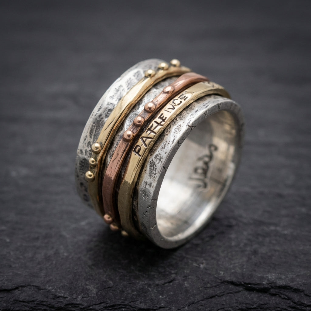 Vintage Gold Rose & Silver Ring