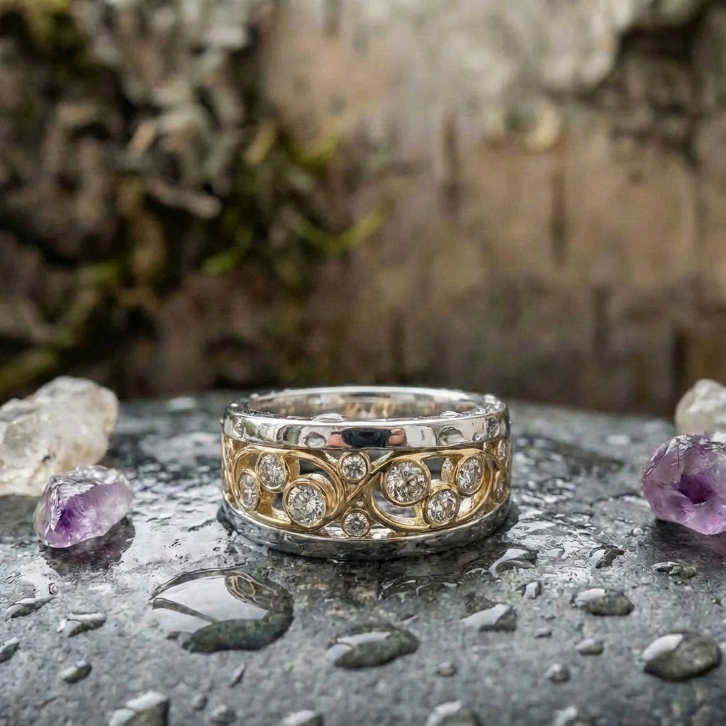 Vintage Gold & Silver Ivy Zirconia Ring