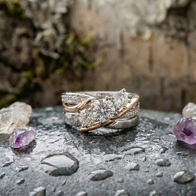 Vintage Gold & Silver Zirconia Ring