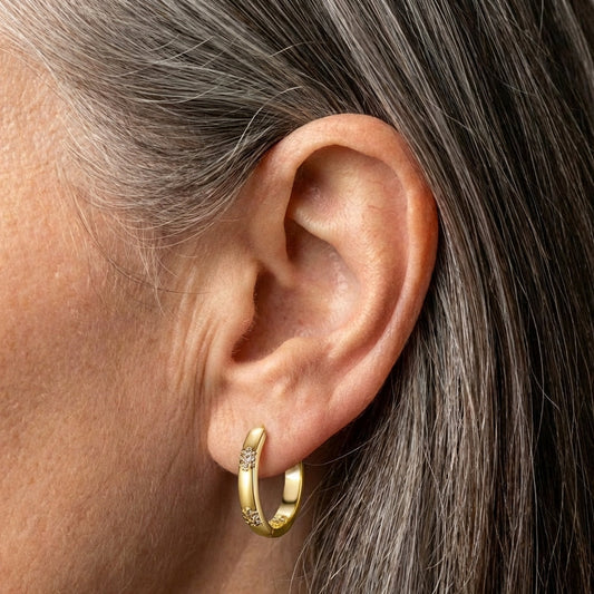 Golden Flower Hoop Earrings