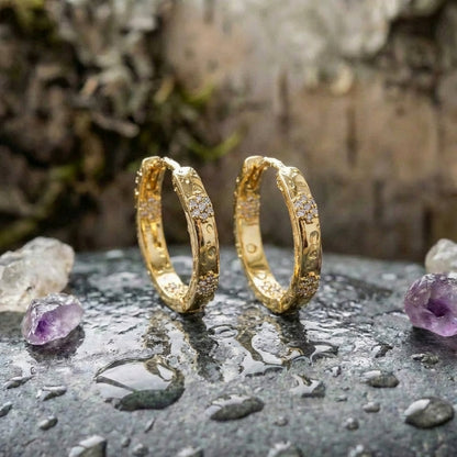 Vintage Golden Flower Hoop Earrings