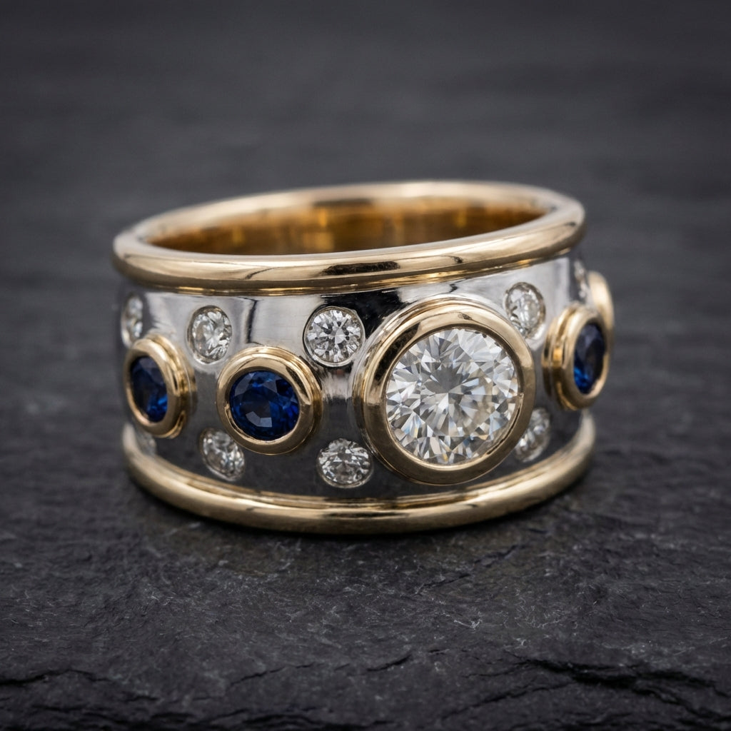 Vintage Golden Inlaid Zirconia Ring