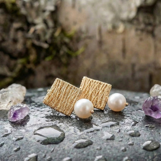 Vintage Golden Threads With Pearls Earrings