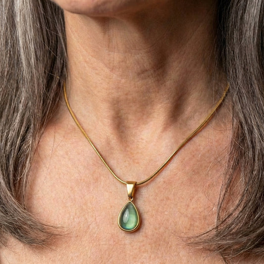 Green Crystal Water Drop Necklace