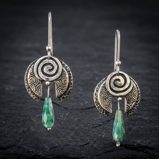 Vintage Green Dangling Stone Earrings