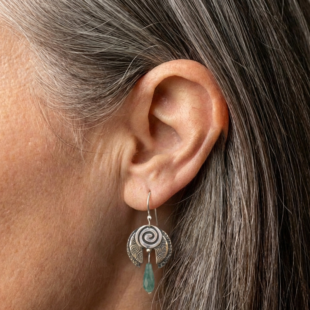 Green Dangling Stone Earrings