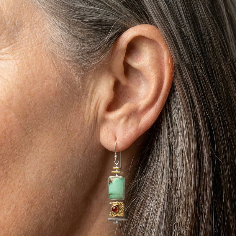 Green Old Stone Earrings