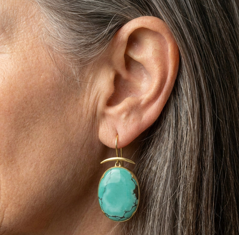 Green Stone Dangle Earrings
