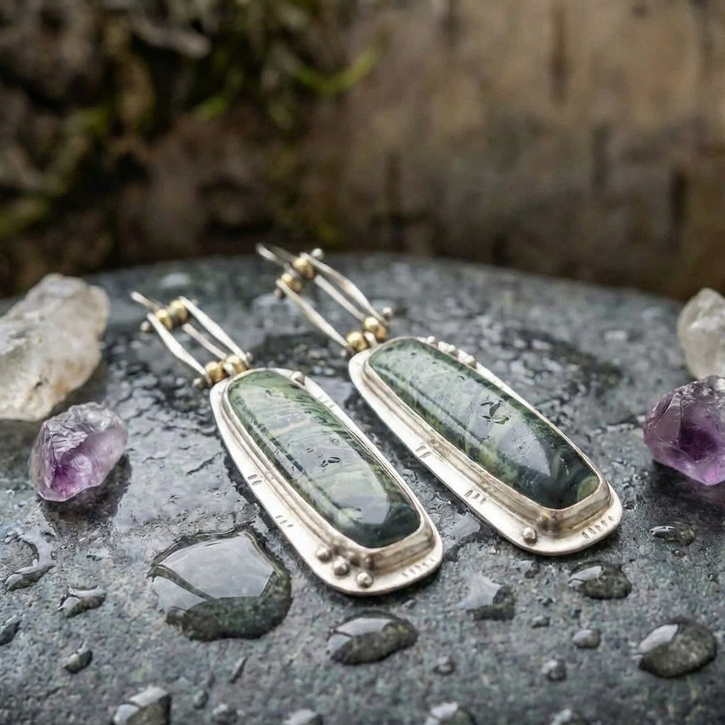 Vintage Green Stone Earrings