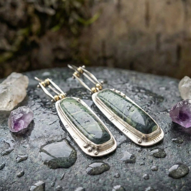 Vintage Green Stone Earrings
