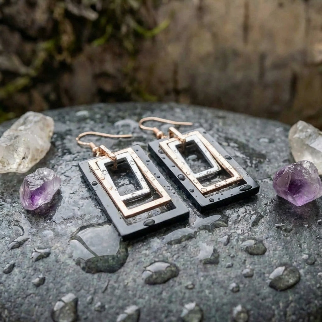 Vintage Hollow Rectangle Earrings