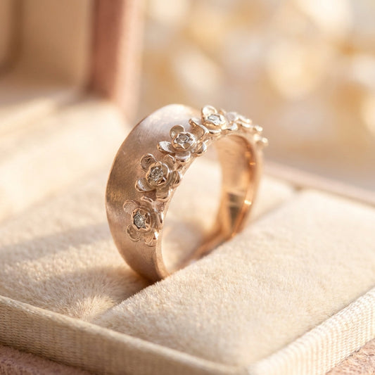 Vintage Inlaid Flower Golden Plated Ring