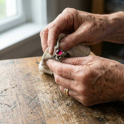 Vintage Inlaid Red Stone Ring