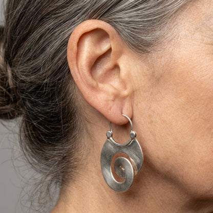 Vintage Irregular Form Silver Earrings