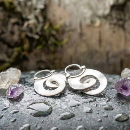 Vintage Irregular Form Silver Earrings