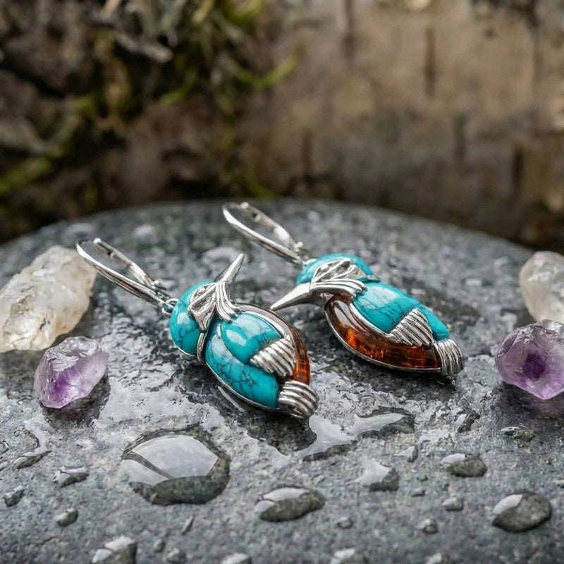 Vintage Kingfisher Earrings