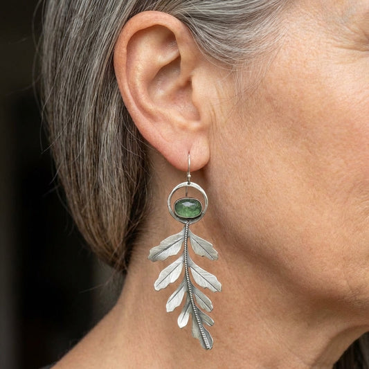Leaf Green Stone Earrings