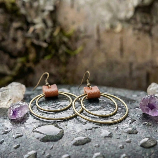 Vintage Leather Circle Earrings
