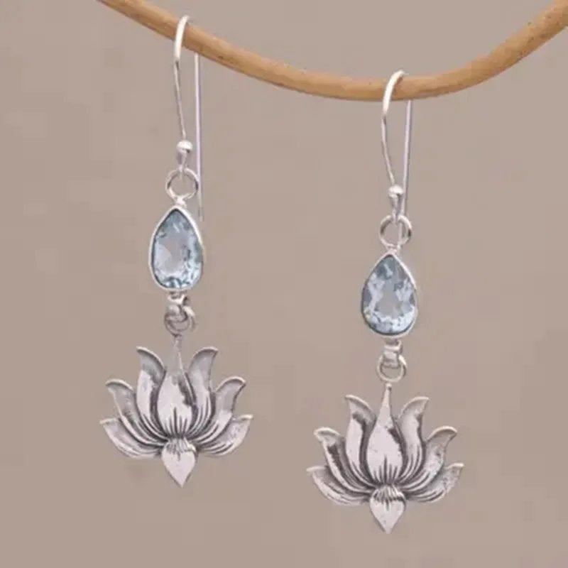 Vintage Lotus Dangle Earrings