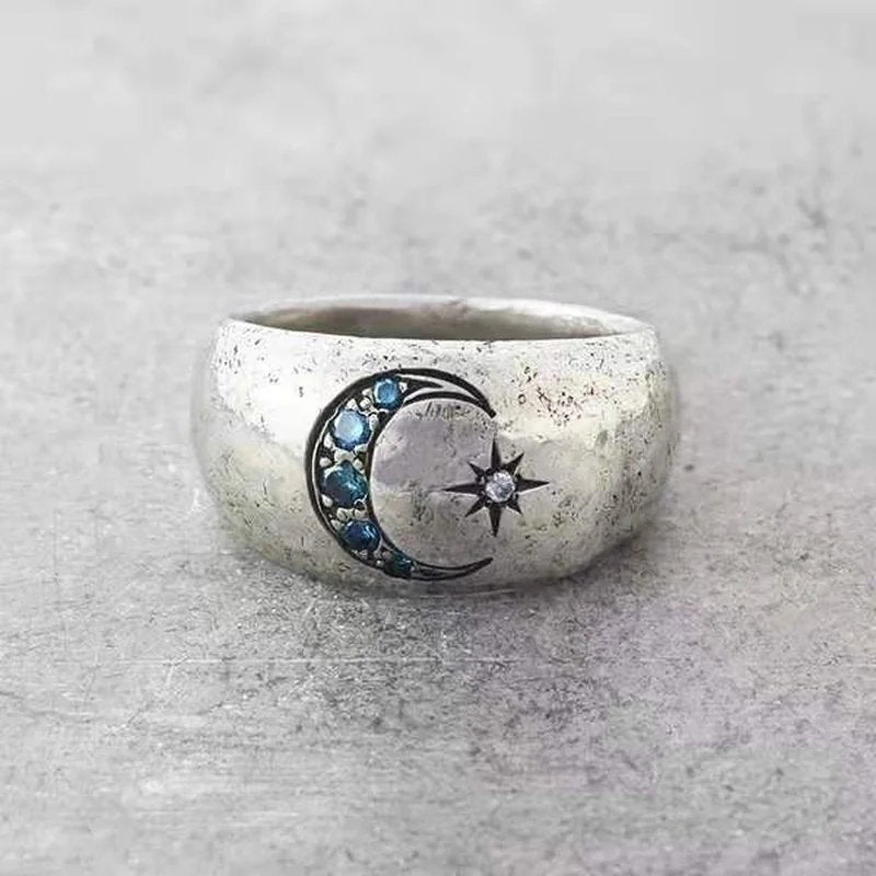 Vintage Moon Star Ring