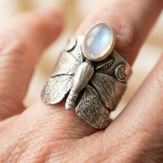 Moonstone Butterfly Ring