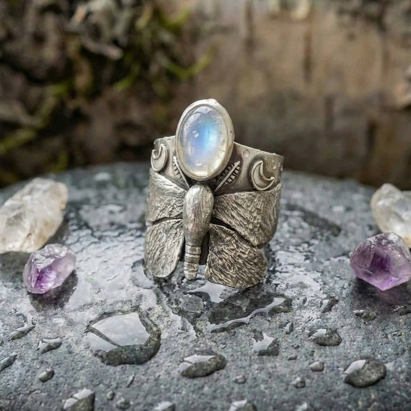Vintage Moonstone Butterfly Ring