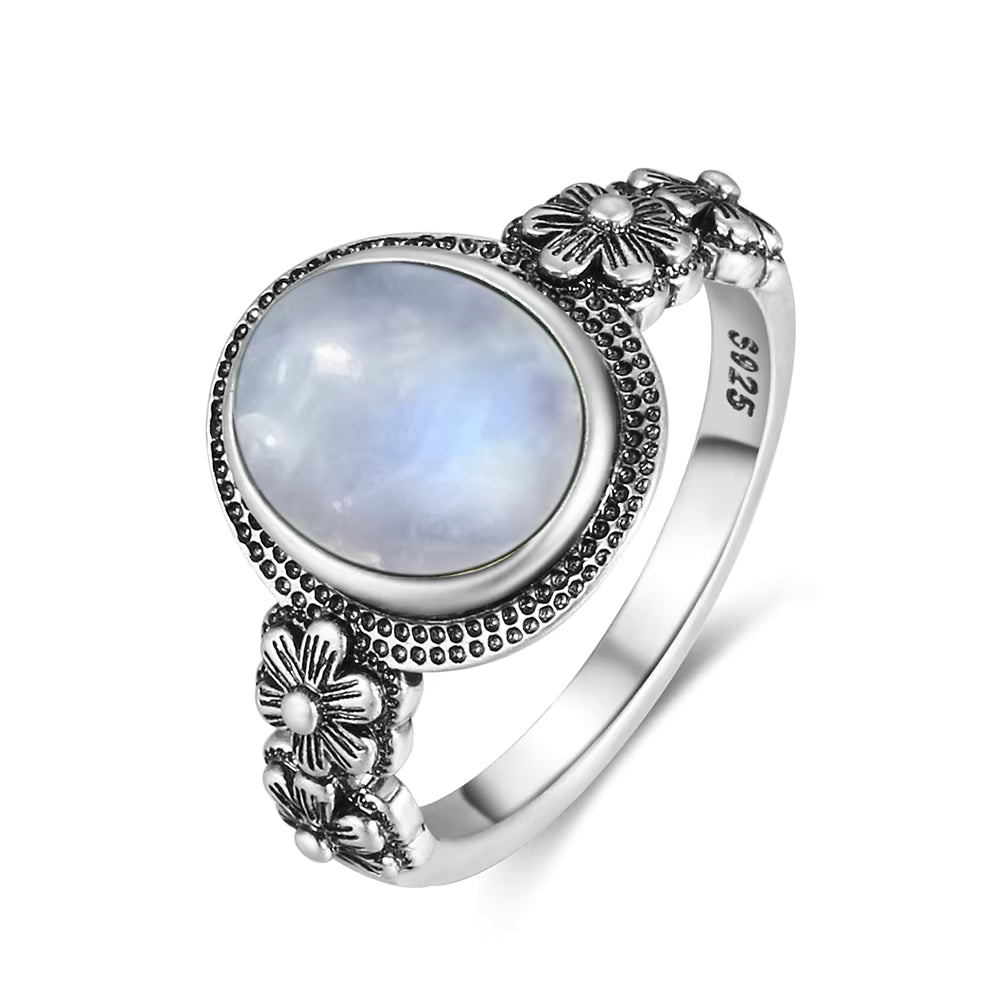 Vintage Moonstone Flower Ring