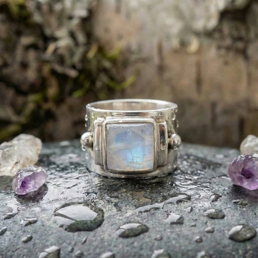 Vintage Moonstone Square Ring