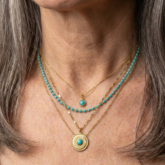 Multilayer Green Stone Pendant Necklace