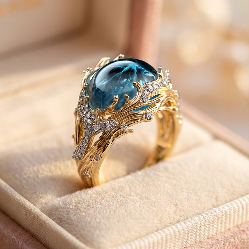 Vintage Ocean Crystal Ring