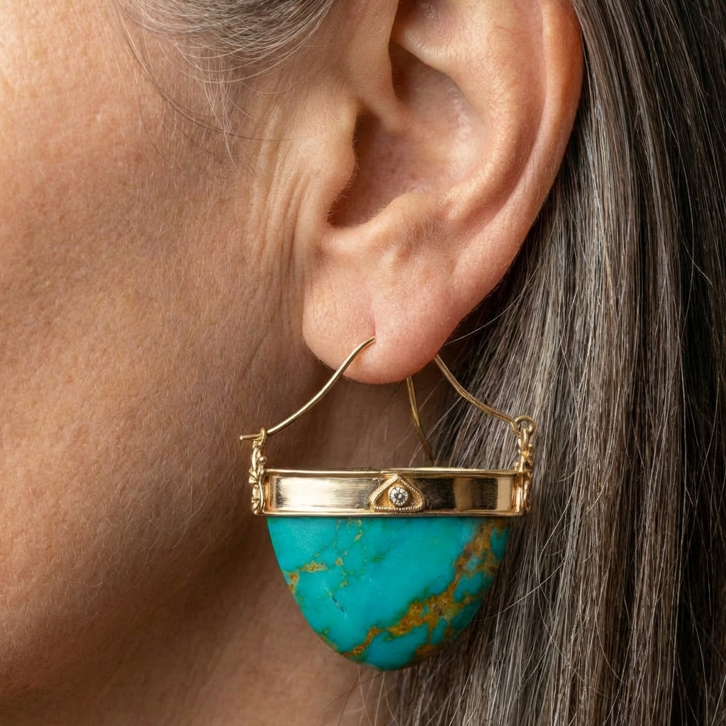 Opal Crest Gold Earrings