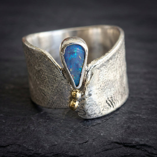 Vintage Open Blue Opal Drop Ring